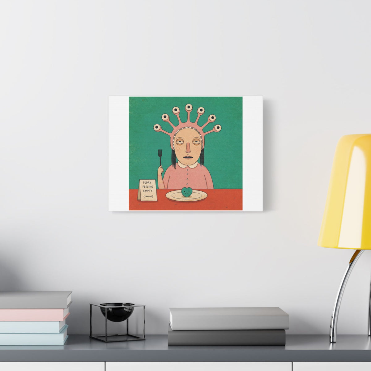 Today Feeling Empty, Cartoon Art Print on Canvas