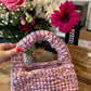 Chunky Handle Pink Crochet Loaf Handbag