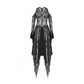 Dark in Love Carys Black Gothic Asymmetrical Lace Off-Shoulder Dress with Rhinestone Detail