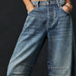 High-Stretch Mid-Rise Barrel Jeans, Fashion Wide Leg Women's Jeans