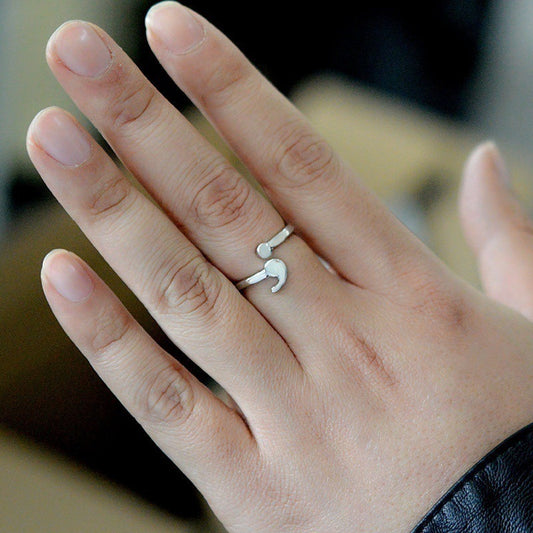 Creative Stainless Steel Semi-Colon Open Ring