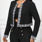 Vireous Open-Collar Embossed Long-Sleeve Suit Jacket