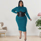 Plus Size Women's Zipper Hit Dress, Spring and Autumn Collection