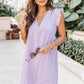 Lightweight Jacquard Dress with Pockets, Summer Sleeveless Cut-Out Beach Midi Dress