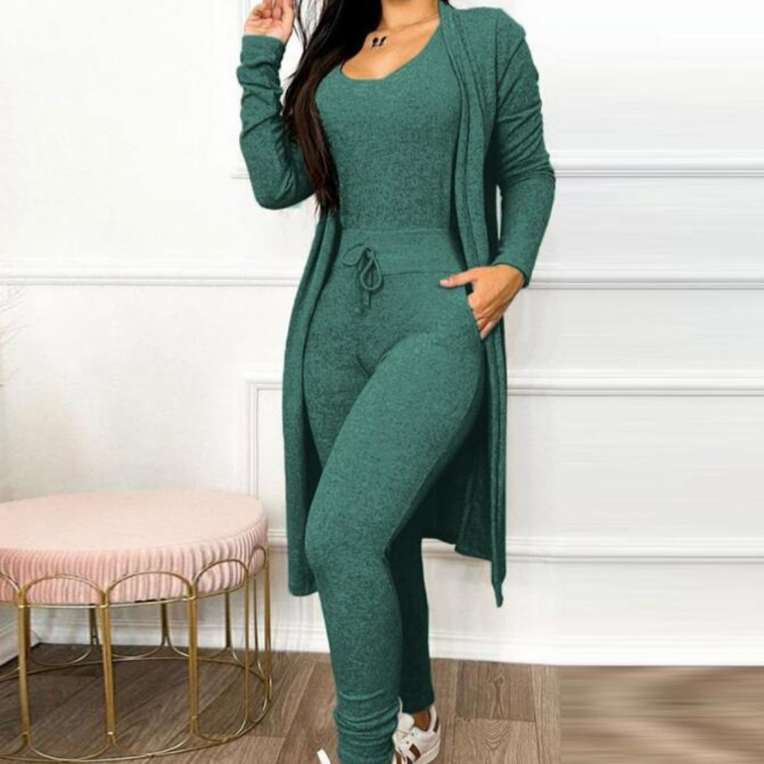 Vireous Casual Women's Jumpsuit Set with High-Waist Drawstring Pants