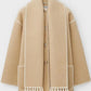 Vireous Faux Cashmere Splice Overcoat with Scarf, Multi Colours