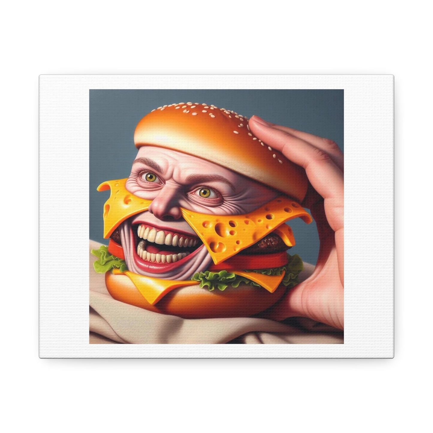 New Horror Movie 'Burger Man' Just Dropped, Art Print 'Designed by AI' on Canvas