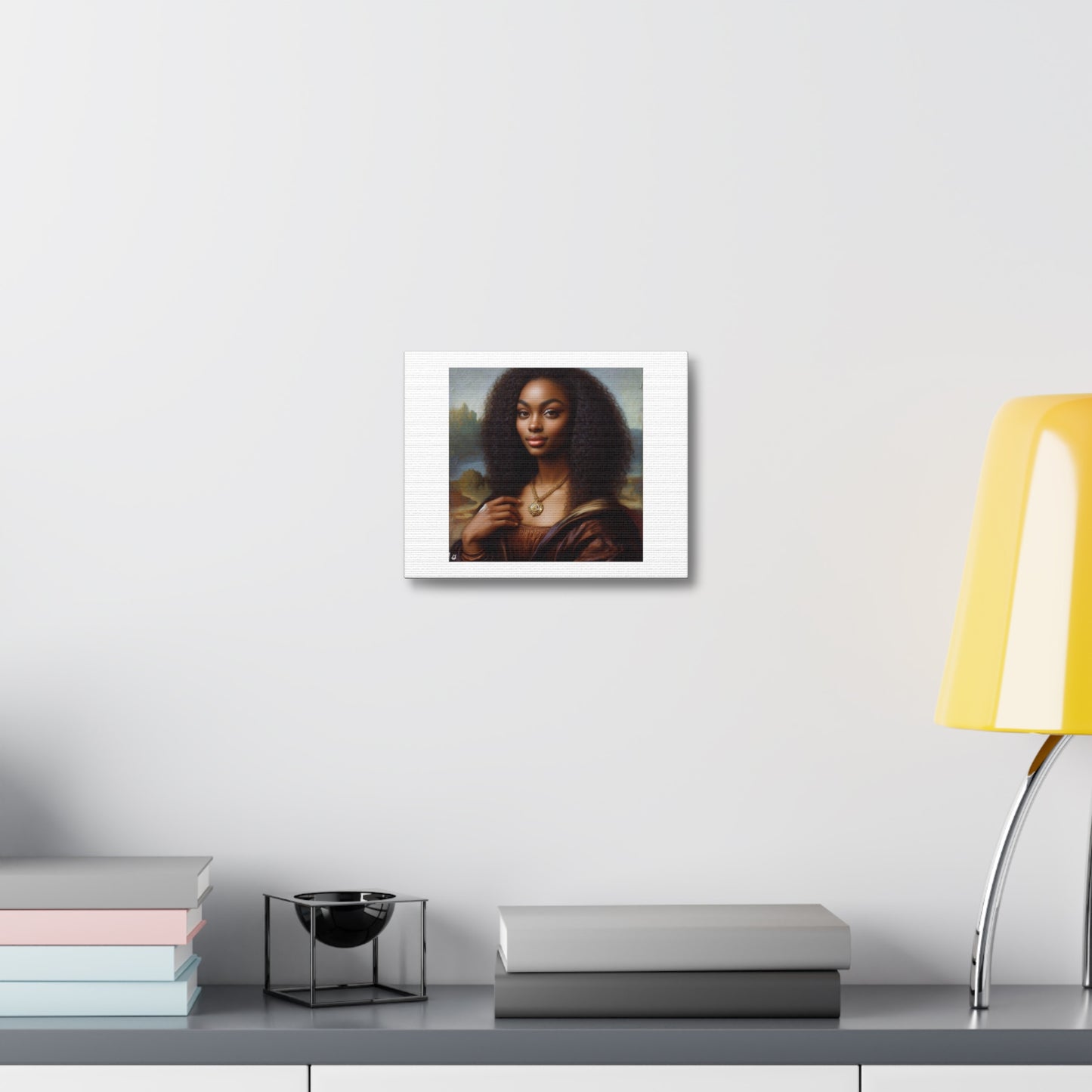 Art Print 'Afro Mona Lisa' Designed by AI on Satin Canvas