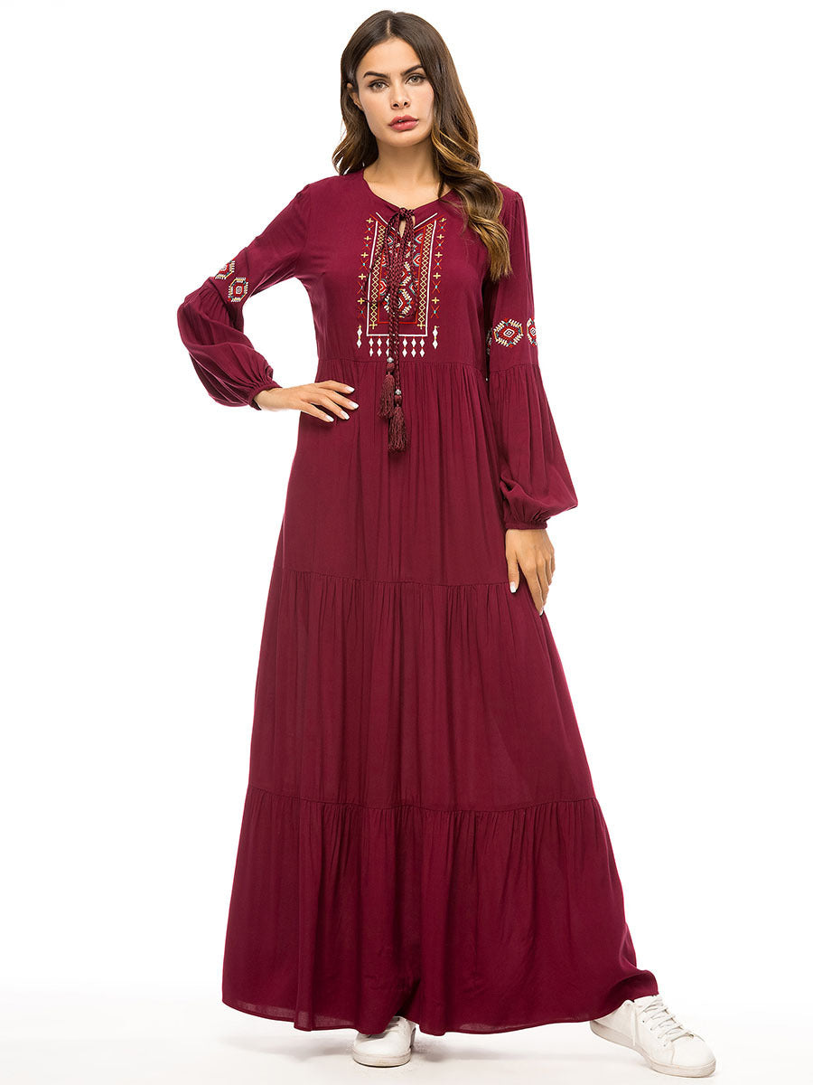 Vireous Embroidered Heritage Robe Long Dress