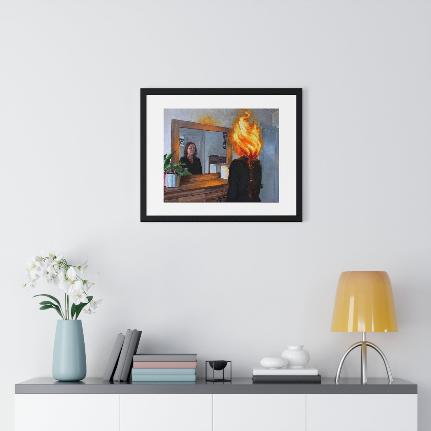 Fire in the Mind, Abstract Art 'Designed by AI', Framed Print