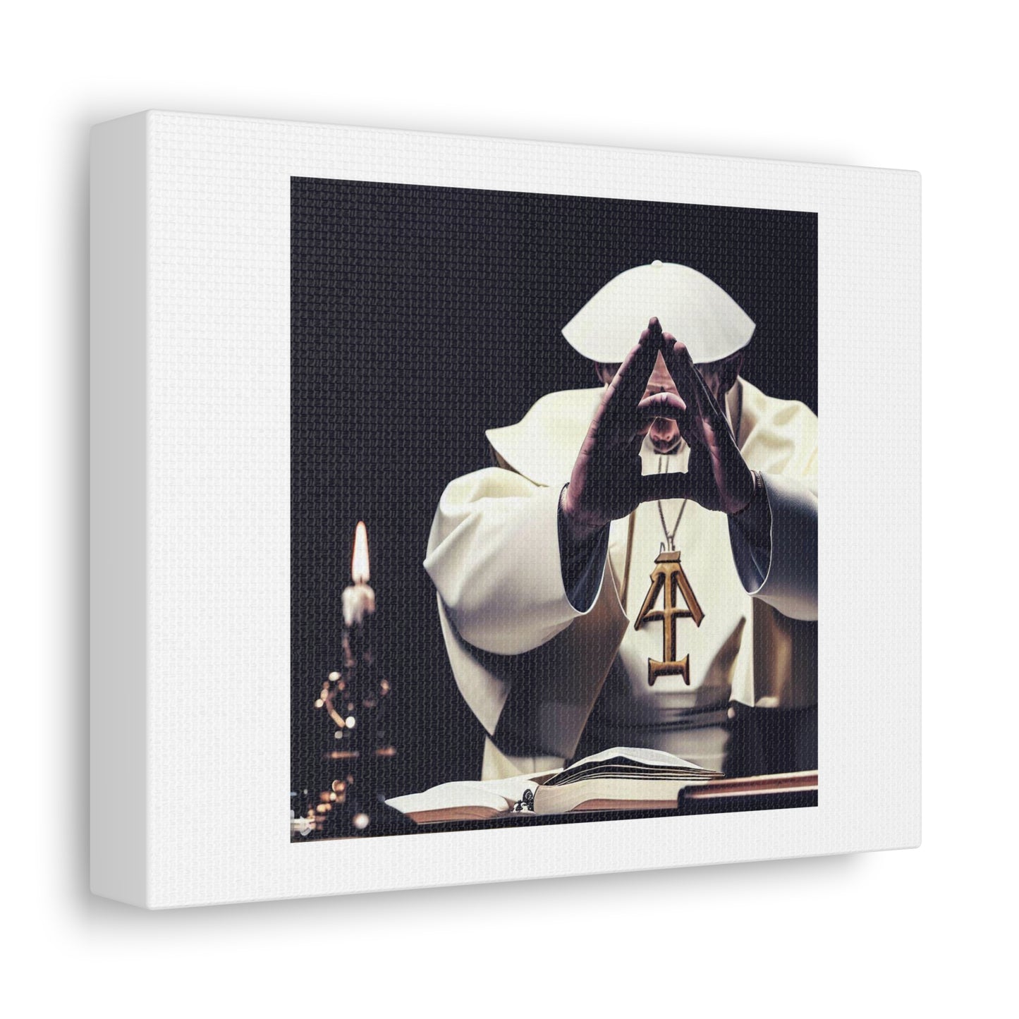 Pope Making the Masonic Hand Symbol 'Designed by AI' Art Print on Canvas