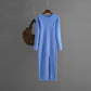 Vireous Daily Business Wear Long Sleeve Skinny Knit Dress