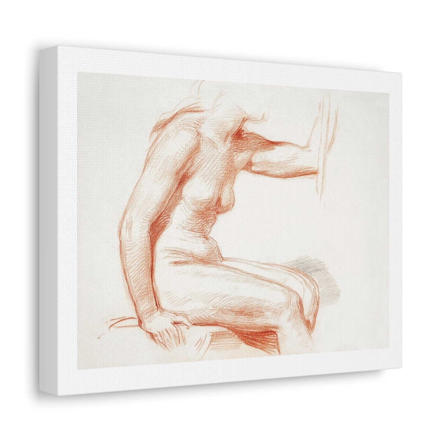 Study of a Female Nude, Seated (1870–1879) by George Richmond, Art Print from the Original Sketch