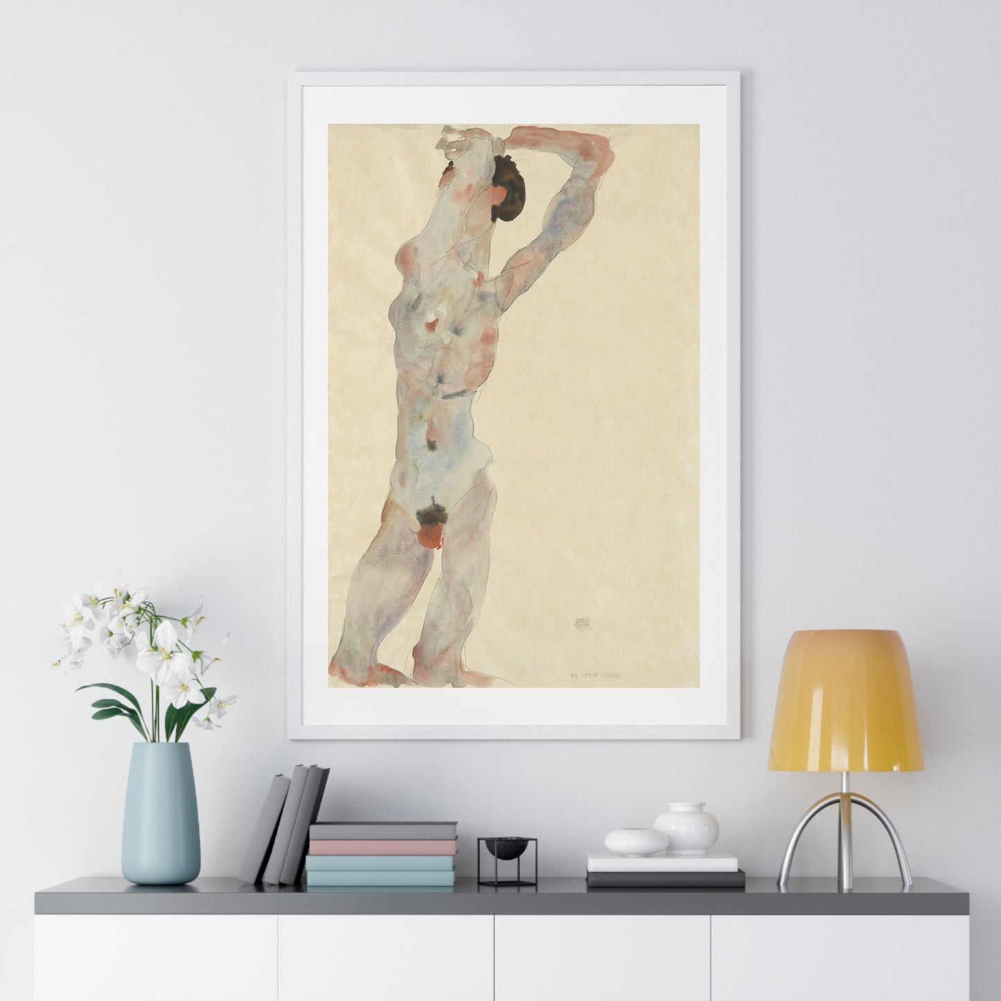 Männlicher Akt (1912) by Egon Schiele, from the Original, Framed Art Print