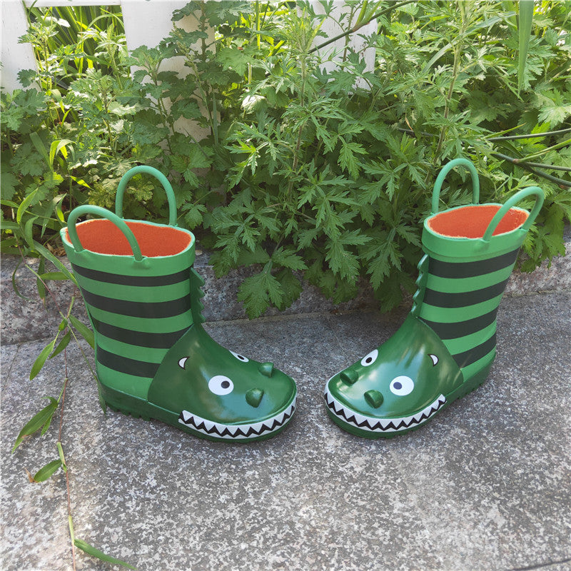 Children's Cartoon Design Rubber Rain Boots With Handles