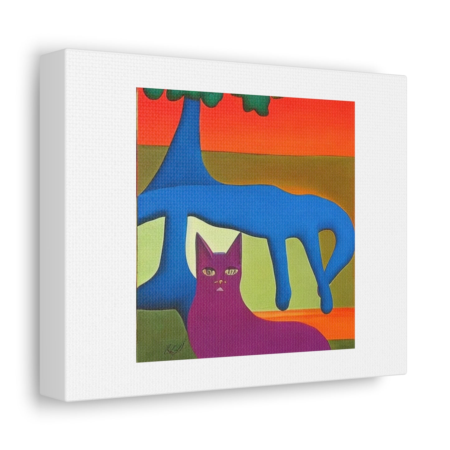 Cat Sleeping In a Tree Under a Striped Sky 'Designed by AI' on Canvas