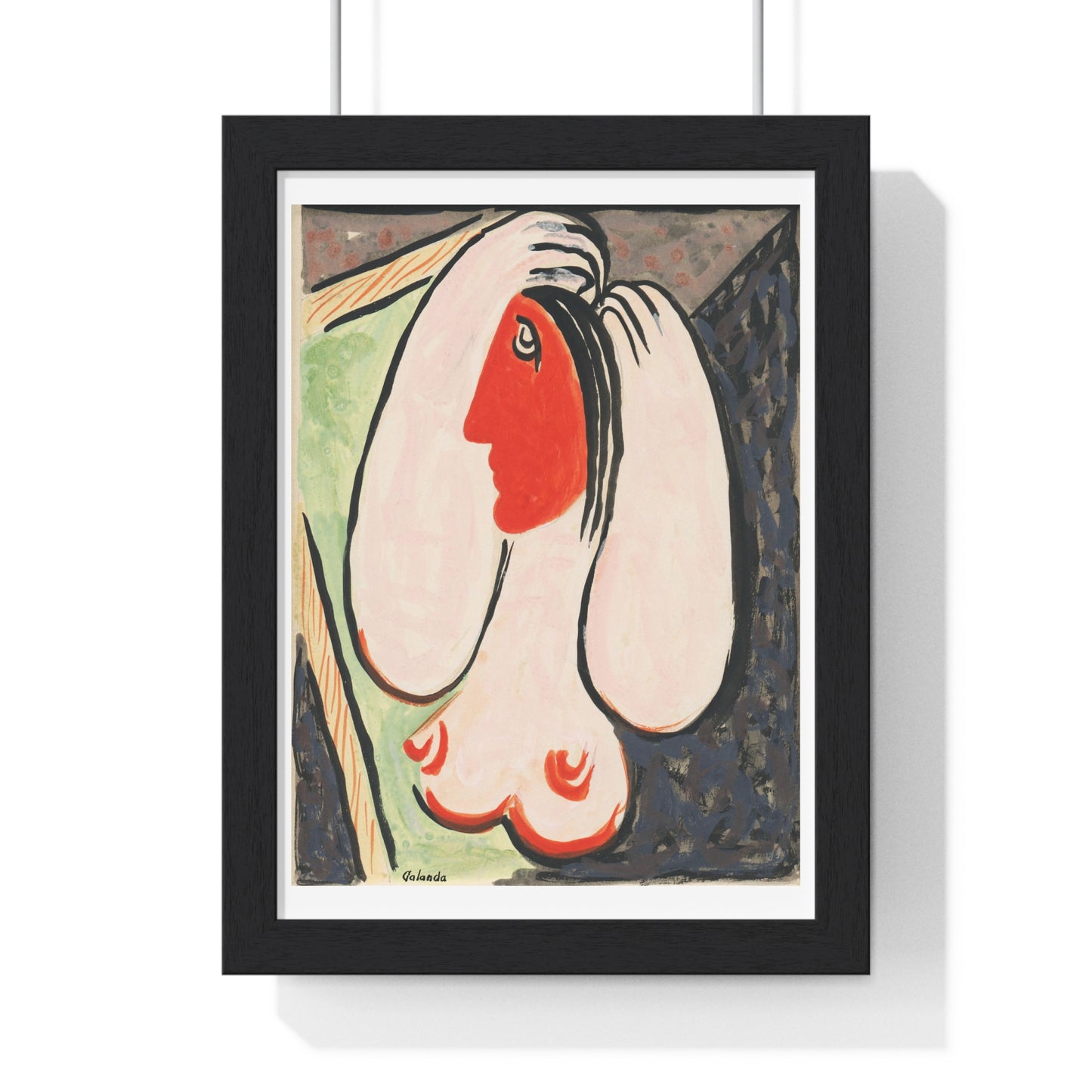 In Front Of a Mirror (1937–1938) Abstract Woman Illustration by Mikulas Galanda Framed Art Print