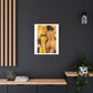 Golden Impasto Figure in Abstract Light, Art Print on Satin Canvas, Stretched