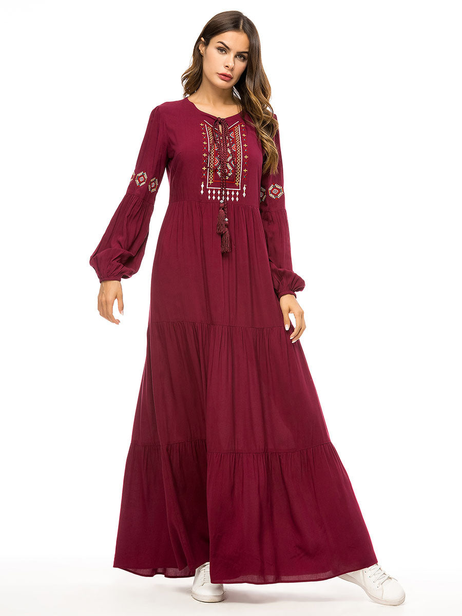 Vireous Embroidered Heritage Robe Long Dress