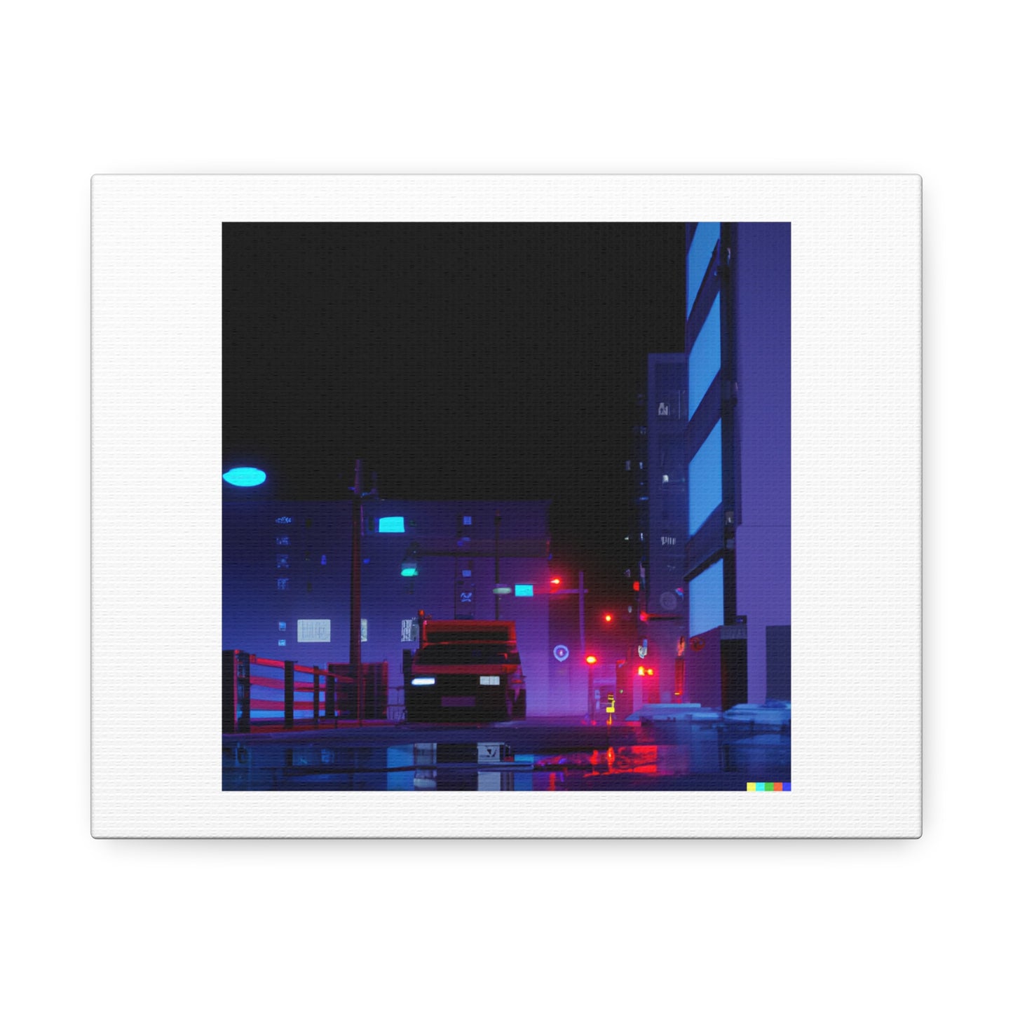 Cyberpunk Style City Street At Night, Unreal Engine 5 digital art 'Designed by AI' on Canvas