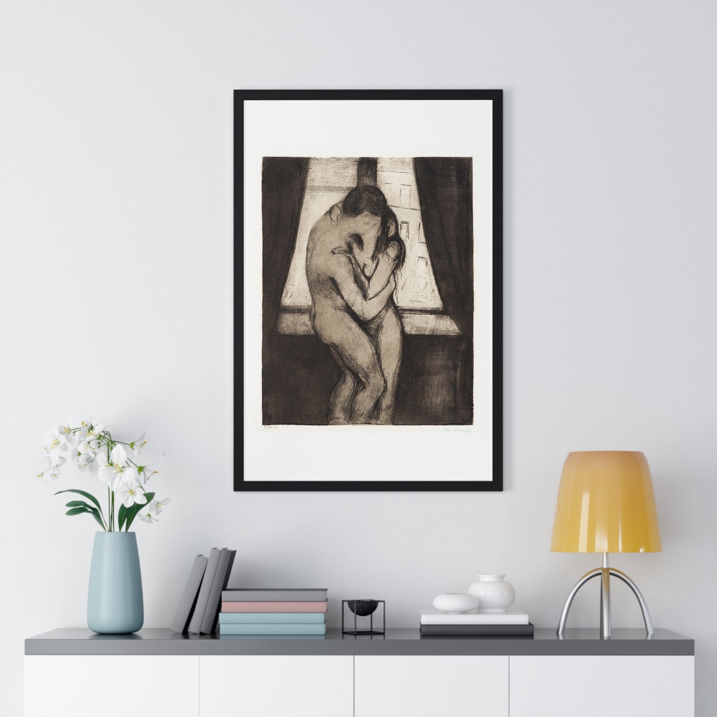 The Kiss (1895) by Edvard Munch, from the Original, Framed Art Print