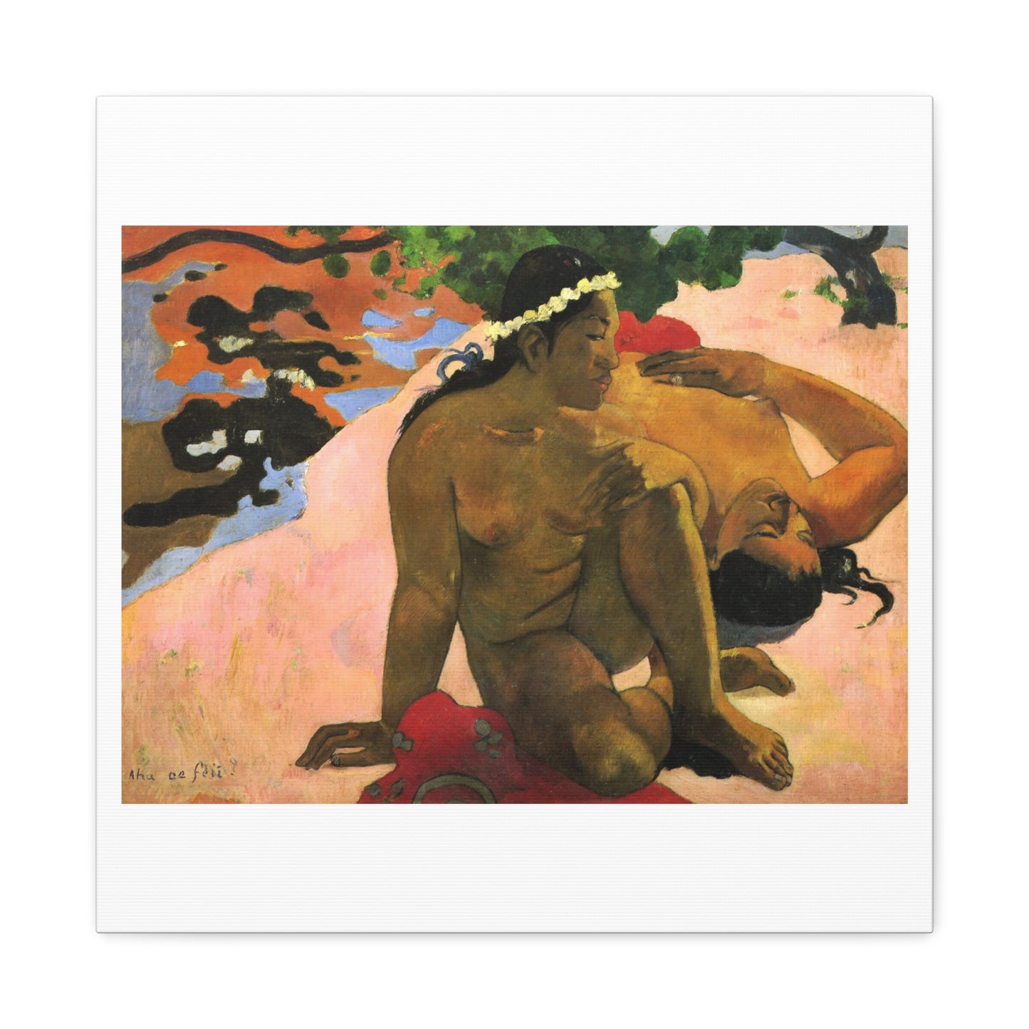 What! Are You Jealous? (1892) by Paul Gauguin, Art Print from the Original on Satin Canvas