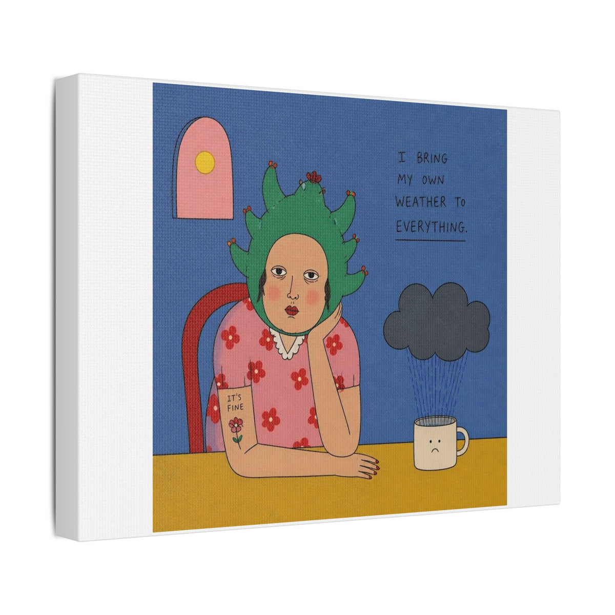It's Fine V, Cartoon Art Print on Canvas