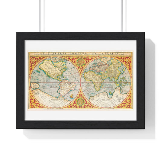 Antique Map 'Orbis Terrae' (1637) by Gerhard Mercator from the Original, Framed Art Print