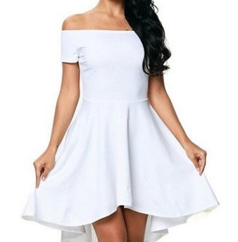 Vireous Off Shoulder Short Sleeve, Large Swallowtail Bardot Dress