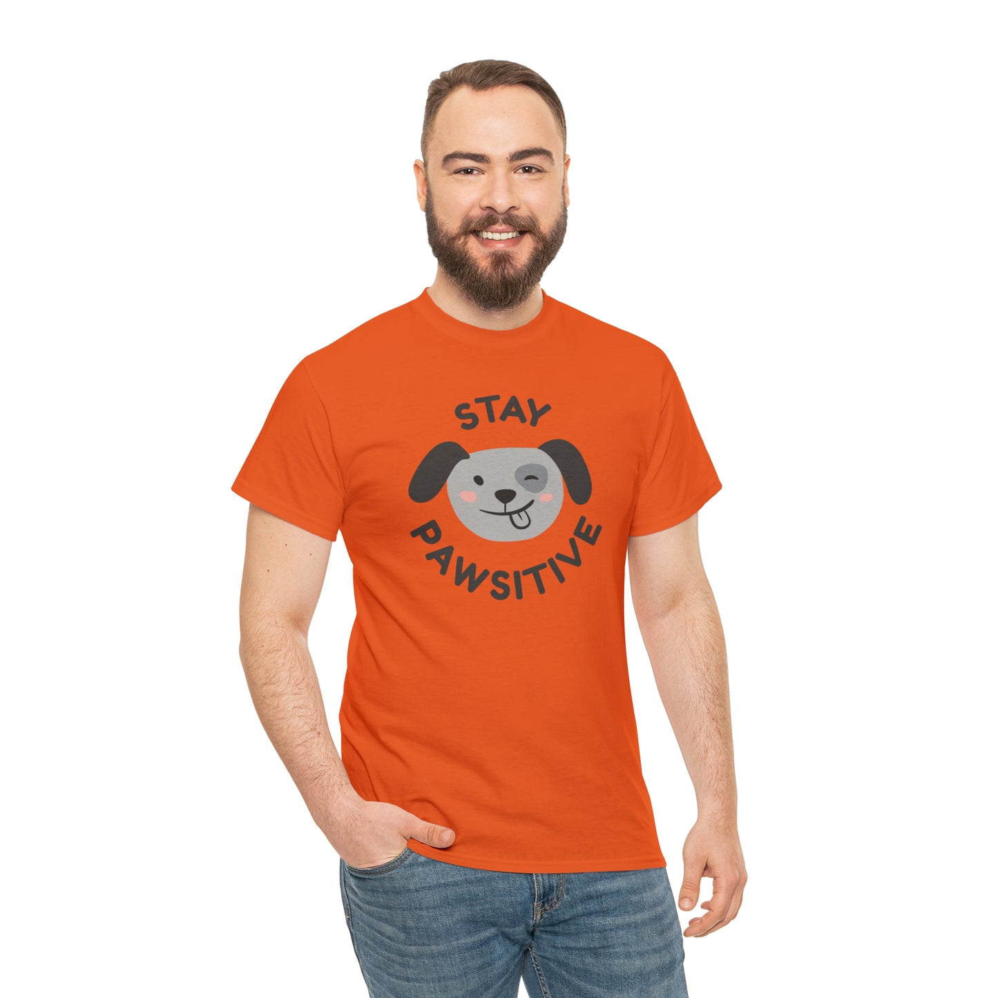 Stay Pawsitive Dog Lover's Cotton T-Shirt