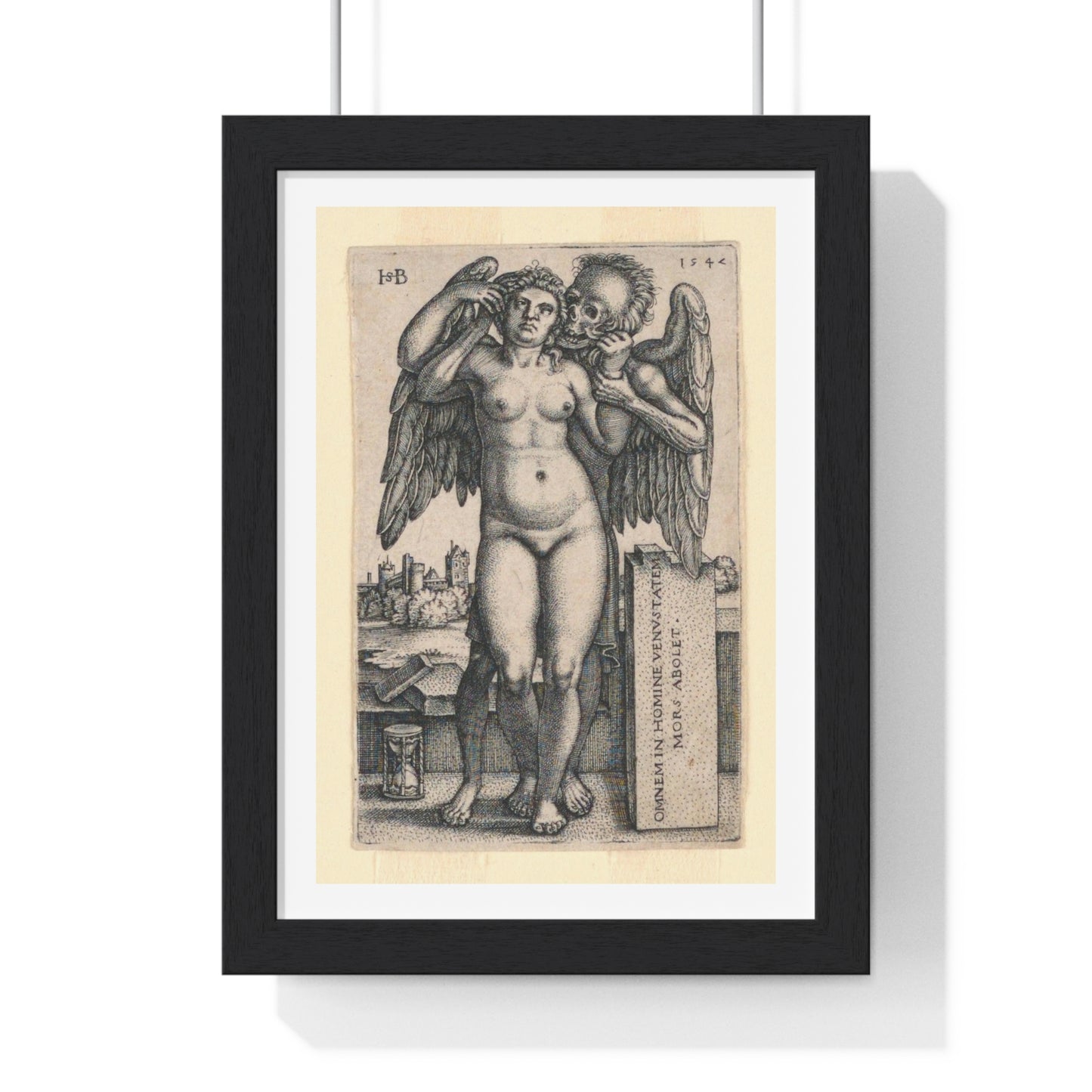 Death and the Standing Nude Woman (1547) by Sebald Beham, from the Original, Framed Art Print