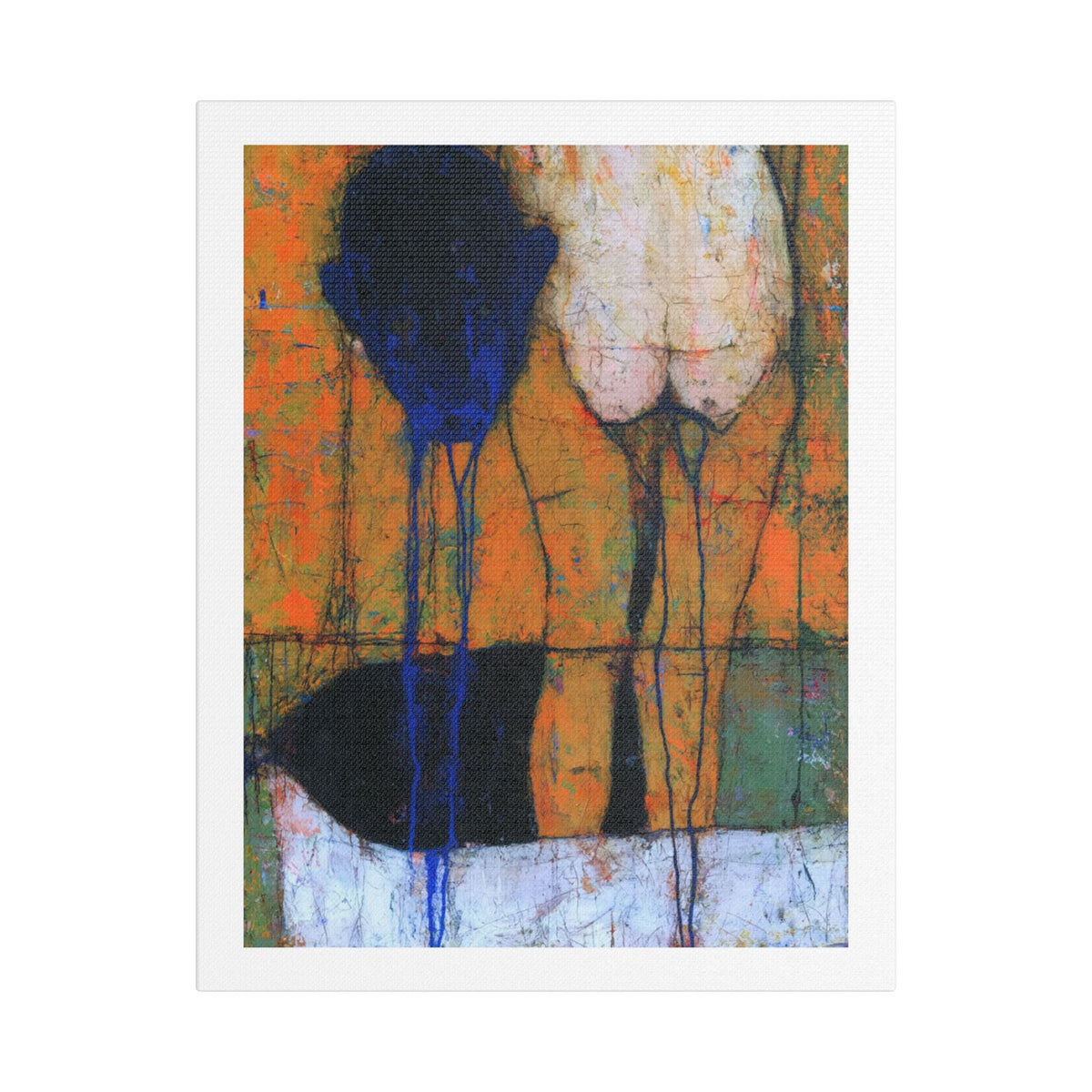 Blue, Neo-Surrealism, Art Print on Satin Canvas, Stretched