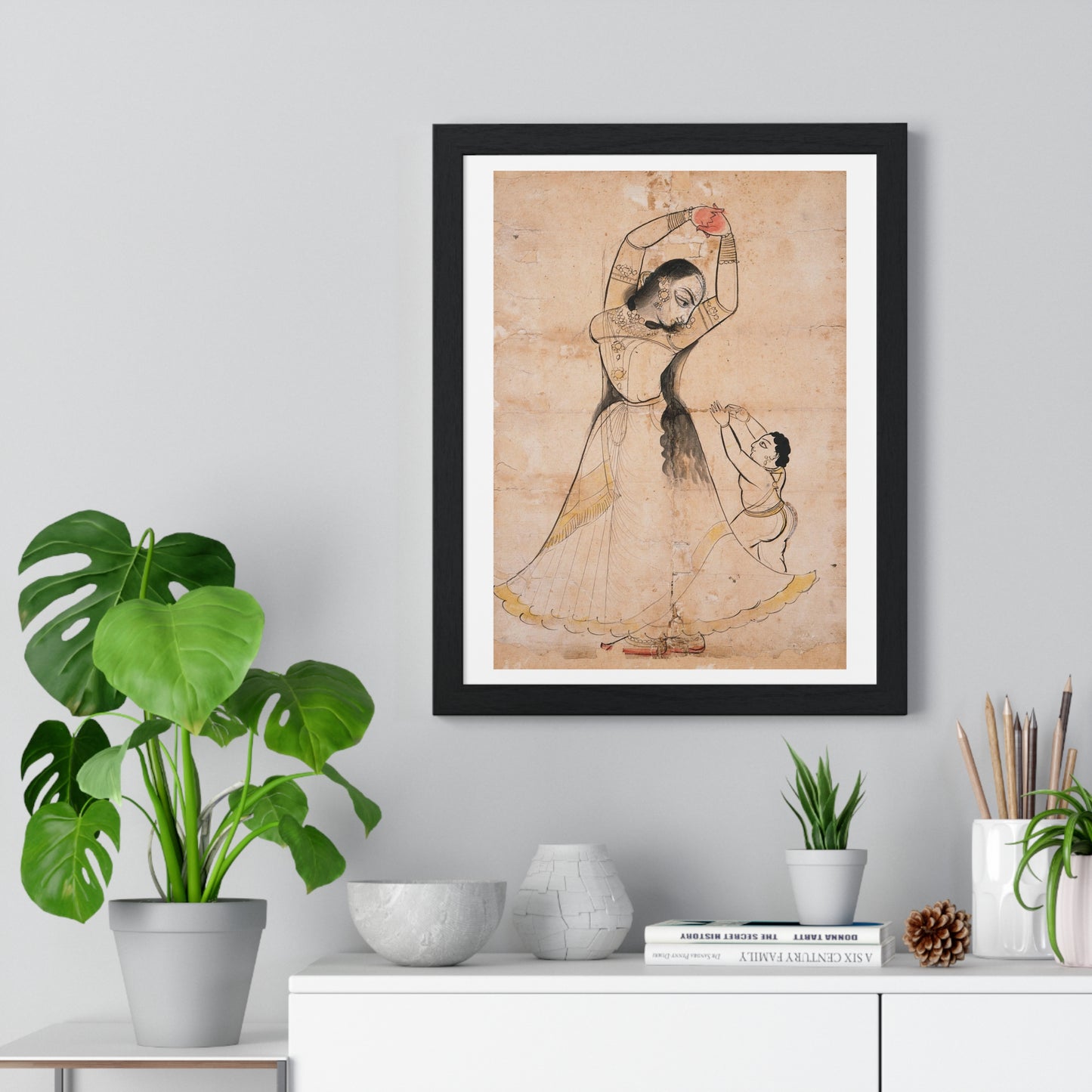 Mother and Child (1900) Ink and Opaque Watercolour by Bagta from the Original, Framed Art Print