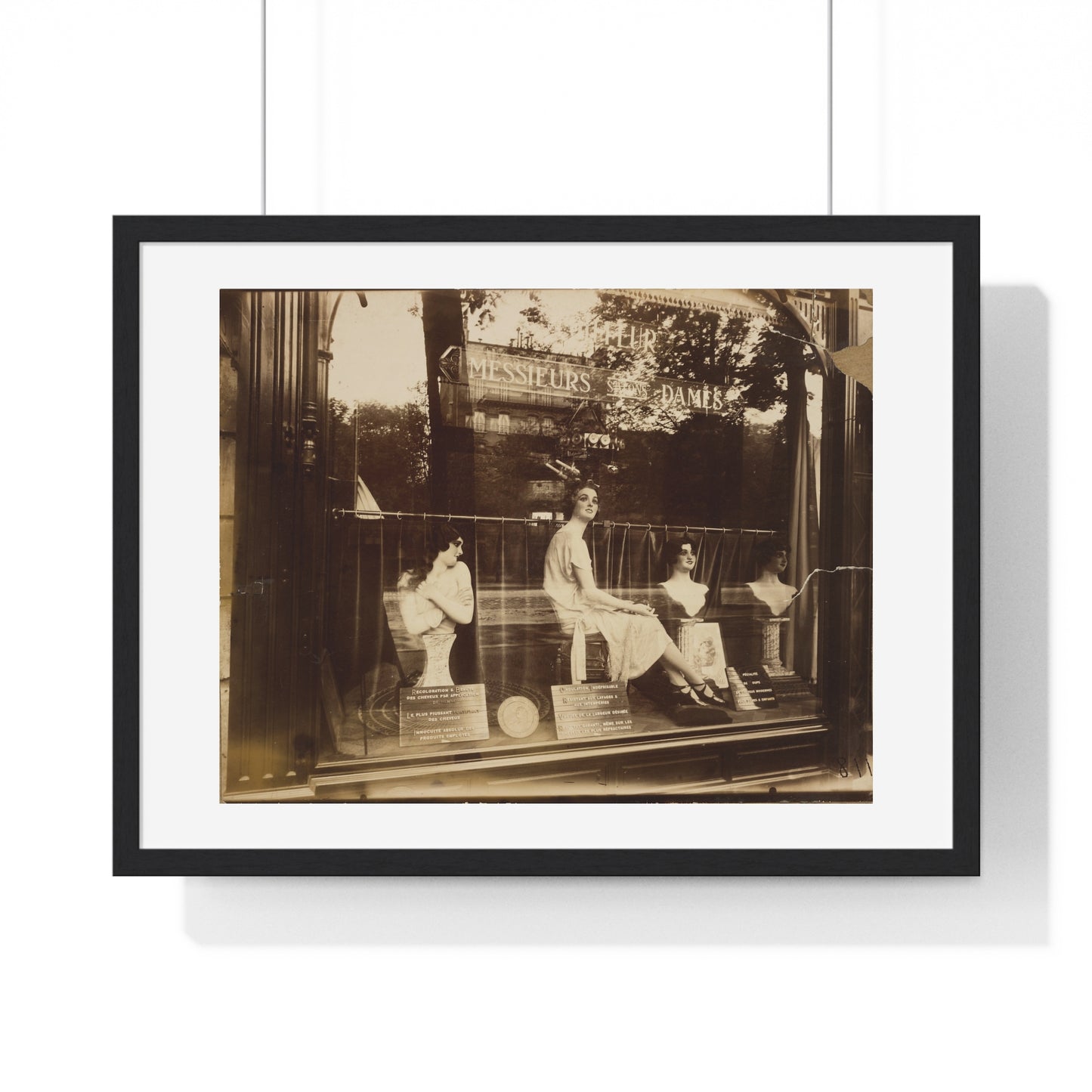 Salon de Coiffure 'Hairdresser's Shop' by Eugène Atget, from the Original, Framed Print