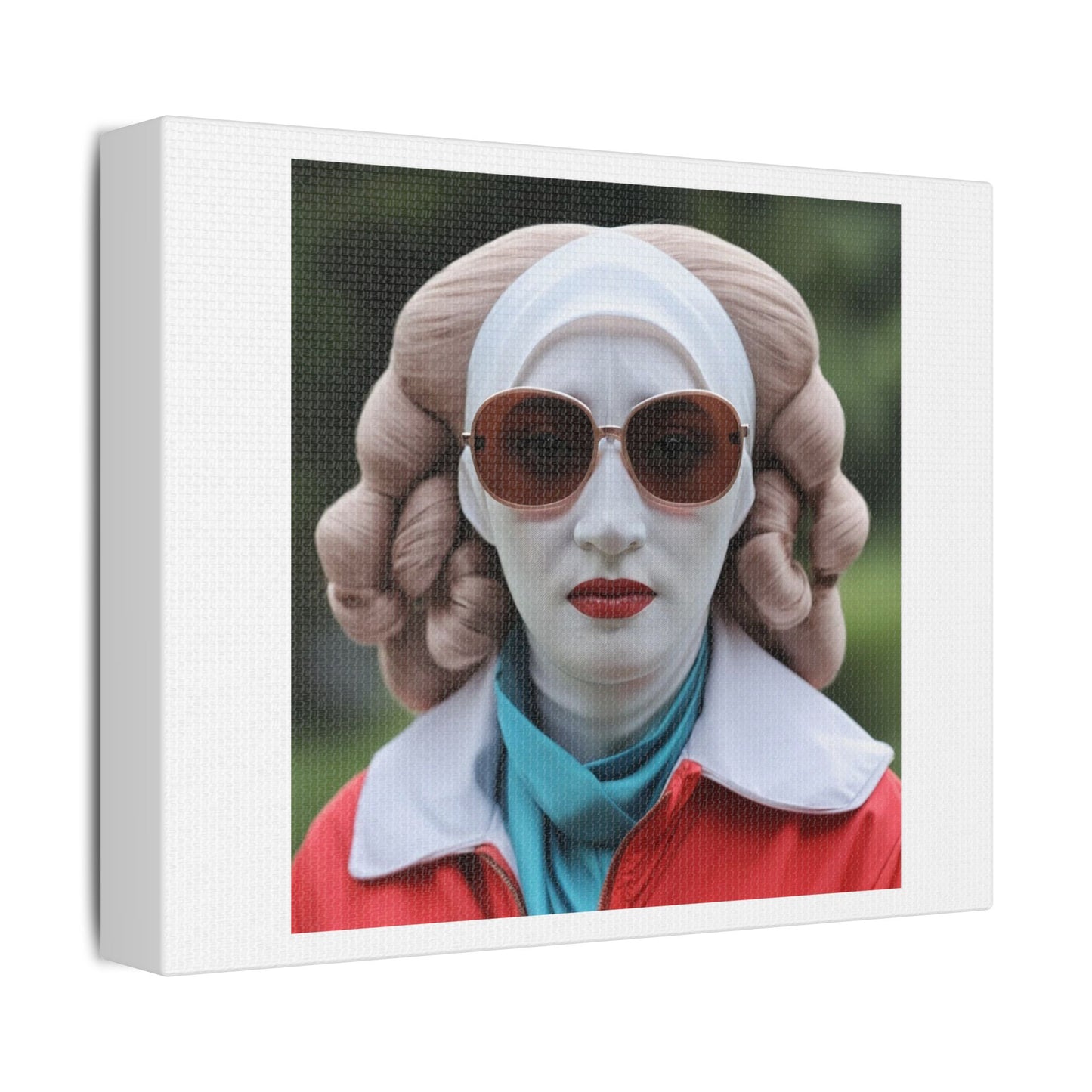 Woman White Face Portrait Art 'Designed by AI', Print on Canvas