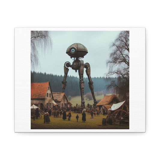 Giant Long-Legged Robot Aliens in Medieval England 'Designed by AI' Print on Canvas