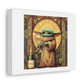 Art Nouveau Style (Alfons Mucha) Baby Yoda With Glass of Champagne 'Designed by AI' Art Print on Canvas