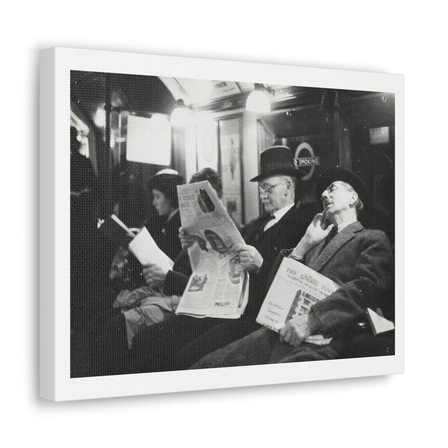 London Tube, Edgeware Line between Belsize Park and Golders Green (1937) Black & White Photography by Eric Lee Johnson, from the Original on Canvas