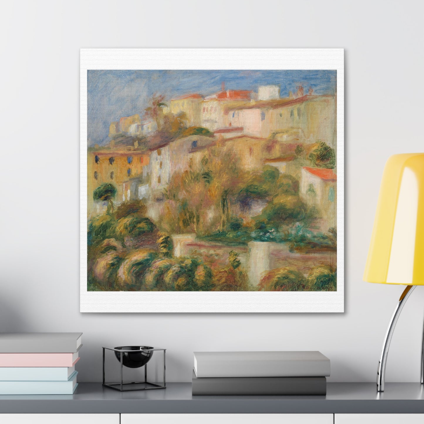 Houses on a Hill 'Groupe de Maisons sur un Coteau' by Pierre Auguste Renoir, Art Print from the Original on Canvas