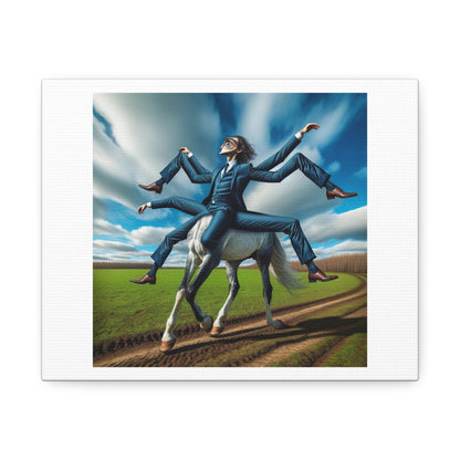 Corporate Minotaur Arriving in a Business Suit, Art Print 'Designed by AI' on Canvas