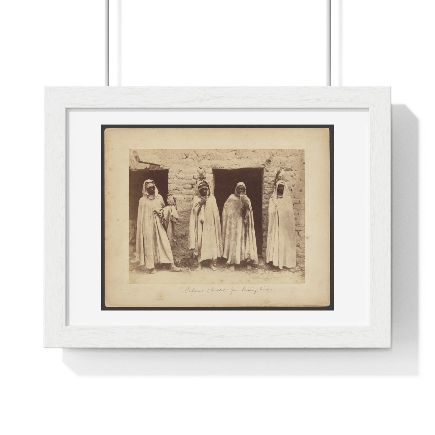 Vintage Photography, Arab Scene with Hooded Falcons (1890–1900) by Étienne Neurdein, from the Original, Framed Print