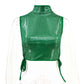 Fashion Nightclub Sequin Vest Top, Side-Stretch Cropped Vest in Green