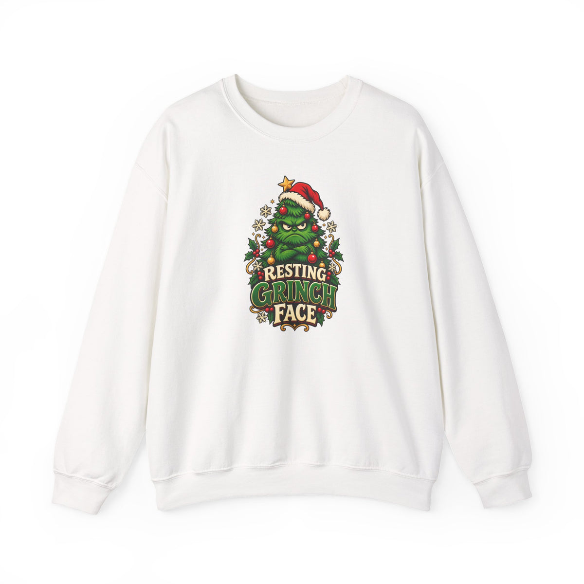 Funny Adult Christmas Jumpers: 'Resting Grinch Face' Christmas Crewneck