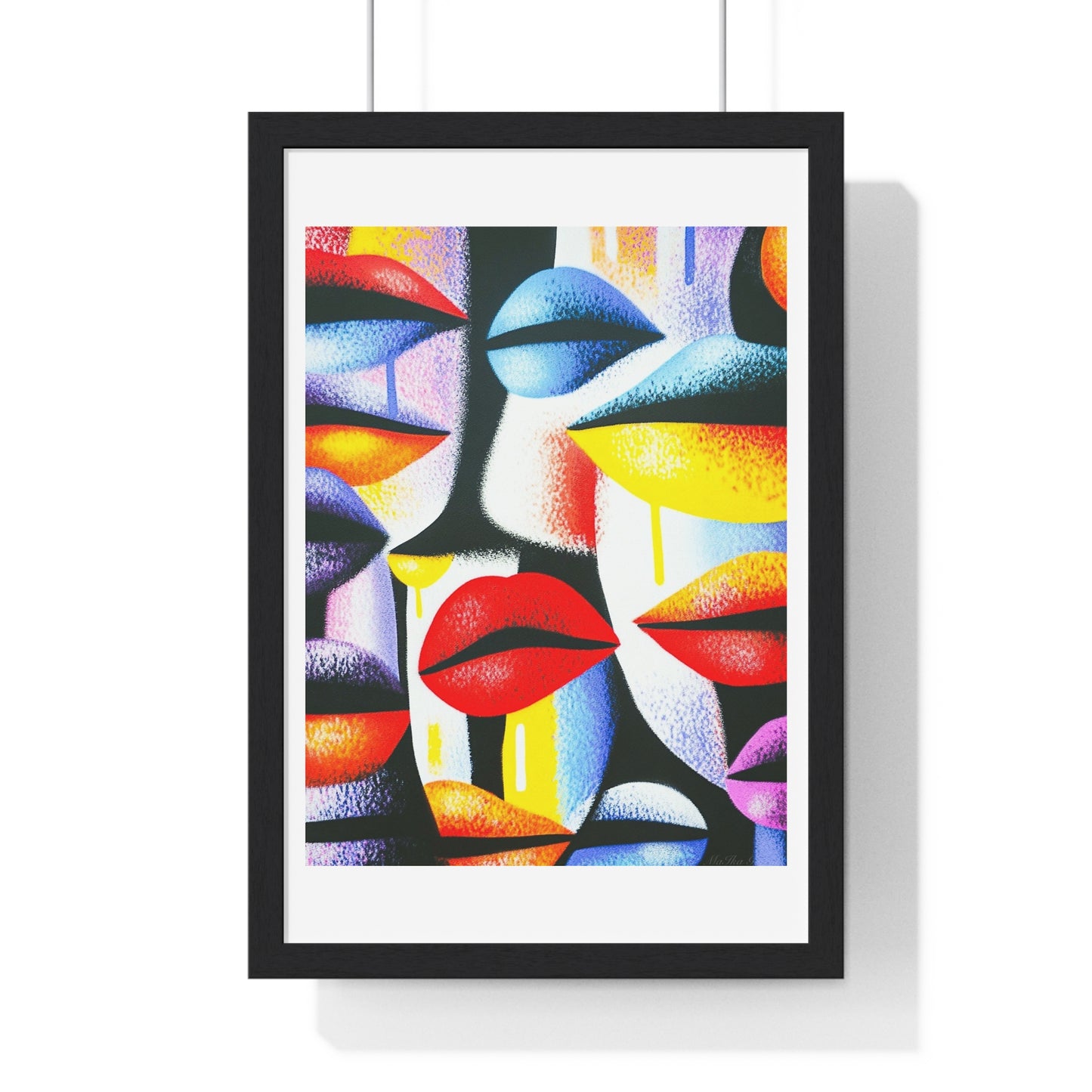 Lips Abstract Art 'Designed by AI' Framed Art Print