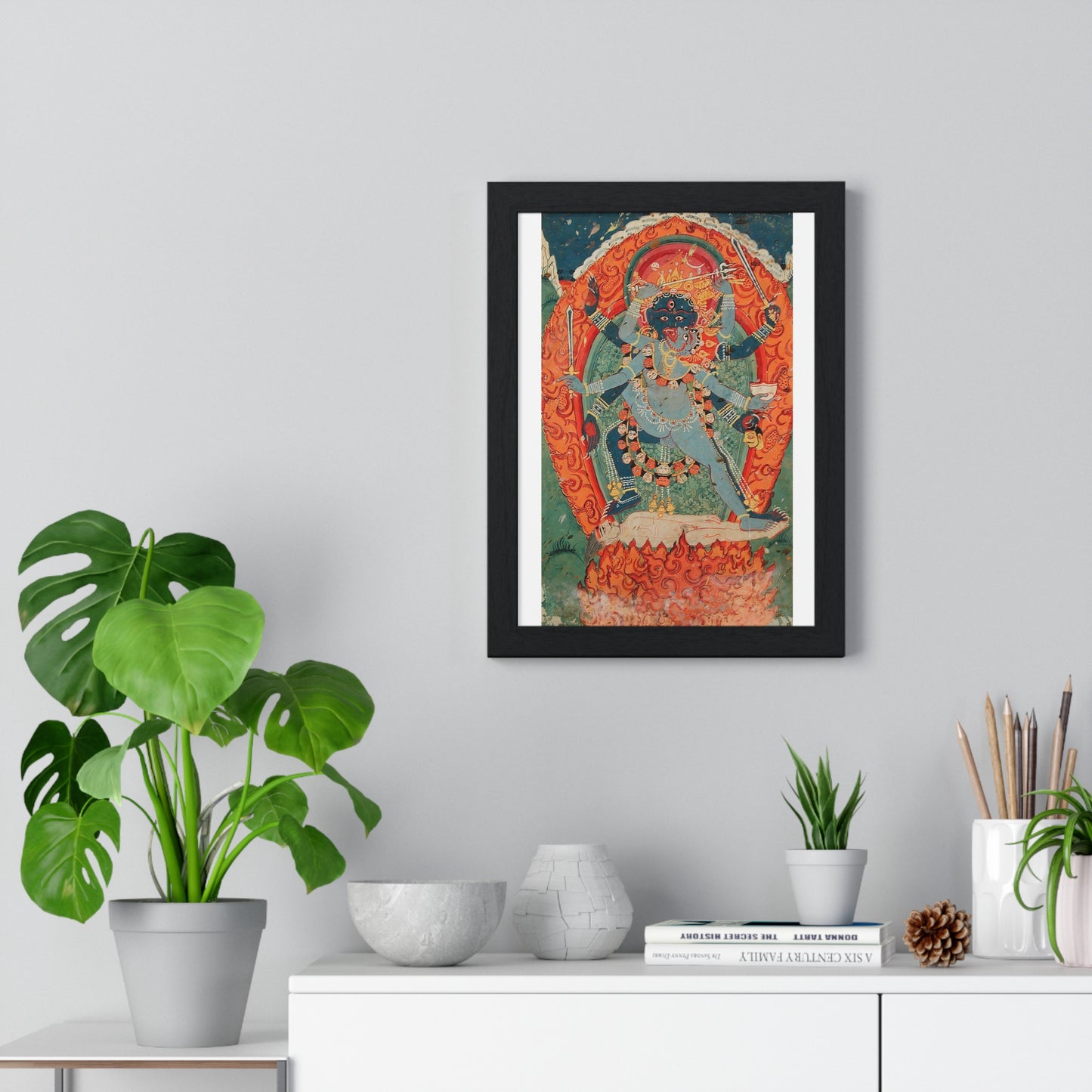 The Hindu Goddess Kali and God Bhairava in Union (18th Century) from the Original, Framed Art Print