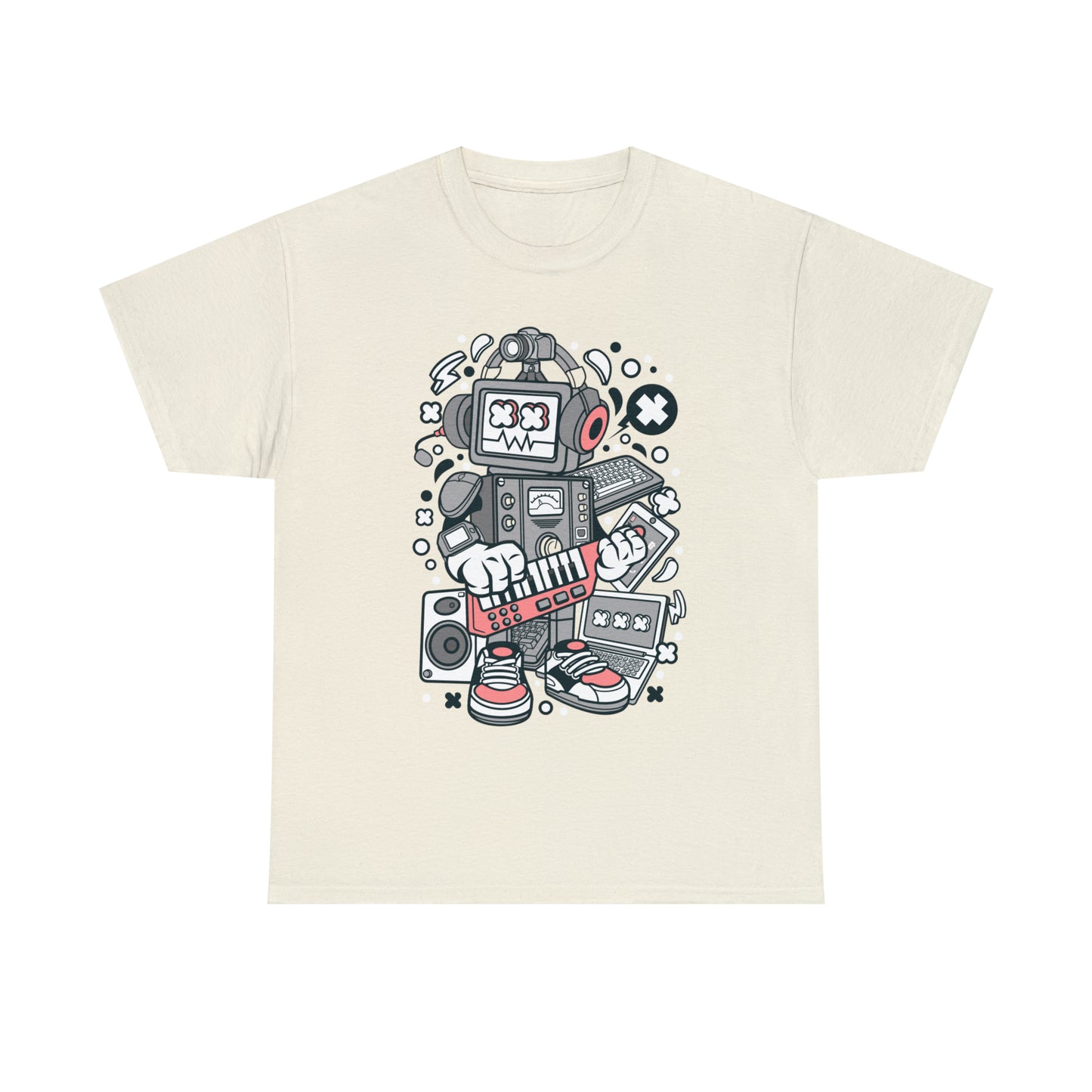 Robot Music Machine Cartoon T-Shirt