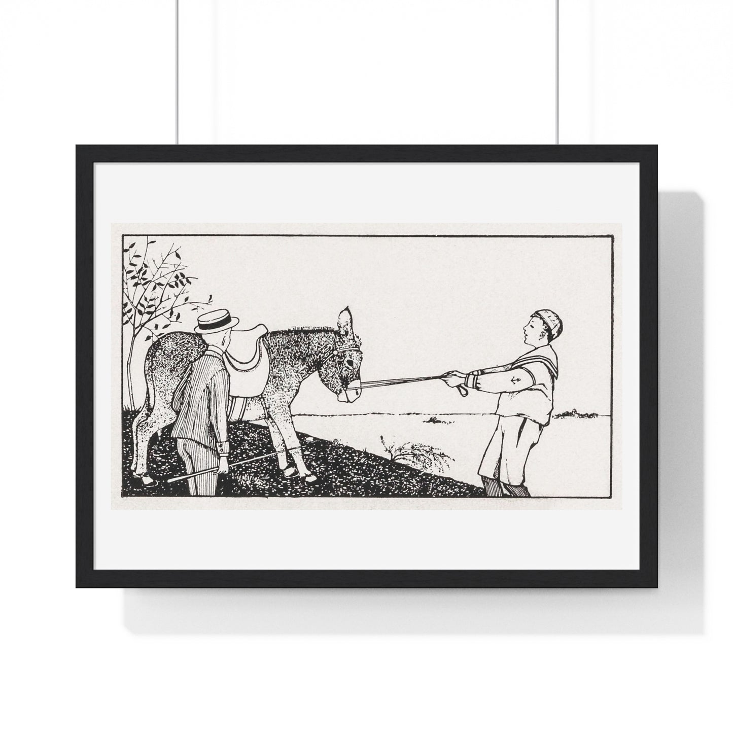 Two Boys and a Donkey by Julie de Graag (1877-1924) from the Original, Framed Print