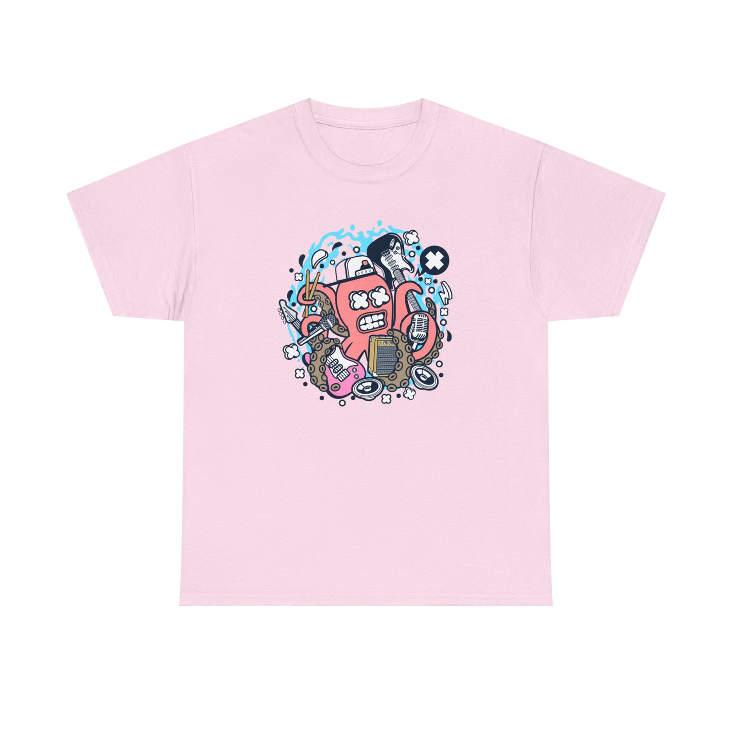 Rock Octopus Musician Cartoon T-Shirt