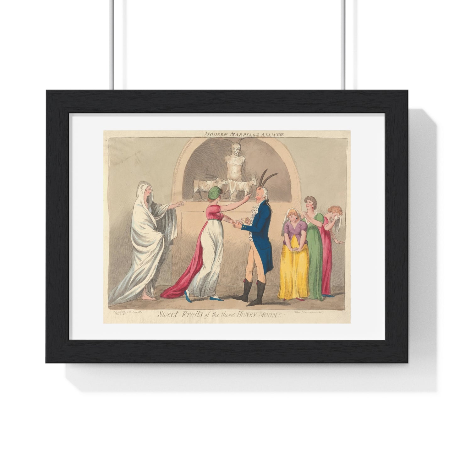 Modern Marriage a La Mode, Sweet Fruits of the Third Honey Moon (1796) from the Original, Framed Art Print