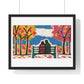 Couple on a Park Bench Fuzzy Felt Art 'Designed by AI' Framed Print